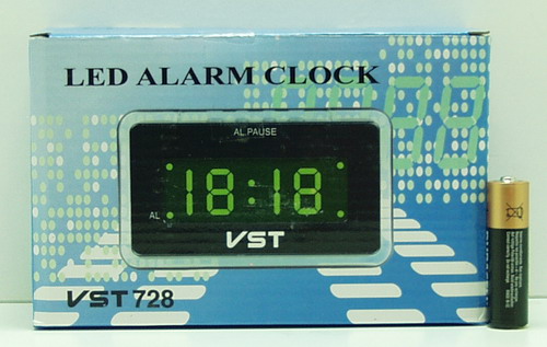 Часы-будильник электронные VST-728-4 (ярк. зел. циф.)