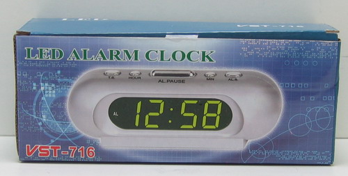 Часы-будильник электронные VST-716-4 (ярк. зел. циф.)
