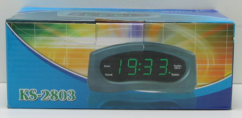 Часы-будильник электронные с темп. №2803 (зел. циф.)