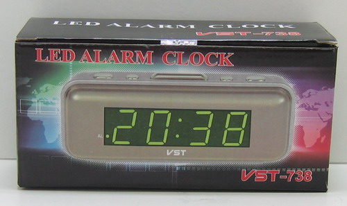 Часы-будильник электронные VST-738-4 (ярк. зел. циф.)