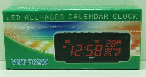 Часы-будильник электронные VST-762W-5 пров. датчик тем.