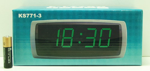 Часы-будильник электронные с темп. 771-3 зел. циф. дата