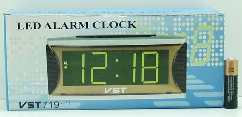 Часы-будильник электронные VST-719-4 (ярк. зел. циф.)