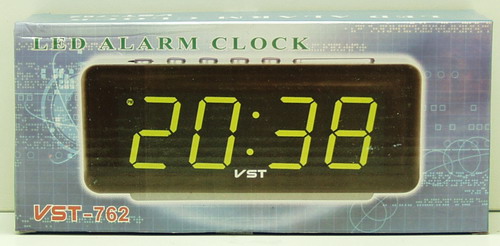 Часы-будильник электронные VST-762-4 (ярк. зел. циф.)