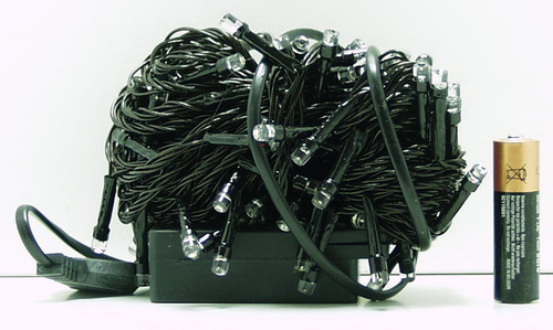 Гирлянда 140 светод. (6 мм) белые черн. шнур