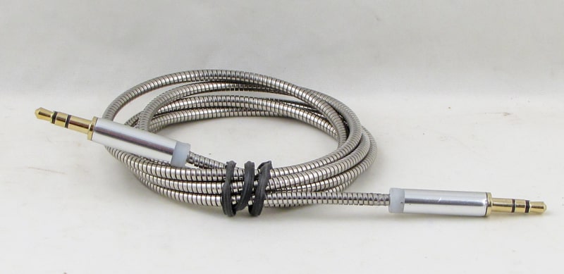 Шнур AUX (Джек 3,5 - Джек 3,5) 1м метал. M-10 серебр.