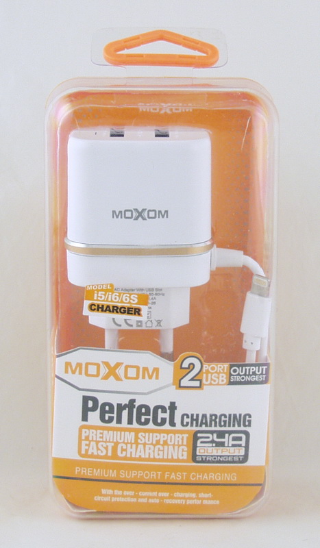 Сетевое зарядное устройство с кабелем LIGHTNING 2,4A MOXOM-I5 2USB