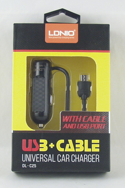 Зарядное устройство для SAMSUNG авто 5V 2,1A LDNIO AC-25-V8 + USB
