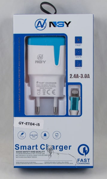 Сетевое зарядное устройство с кабелем LIGHTNING 2,4-3,0A ET-Y04-I5+USB