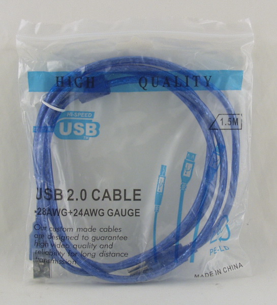 Кабель для принтера 1,5м DL-36 (A427) USB 2.0 A(M) - B(M) синий, с фильтром