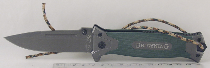 Нож 364L расклад. с шнуром зелен. ручка BROWNING