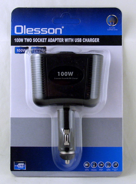 Разветвитель прикуривателя (2 вых.+USB) 1646 Olesson