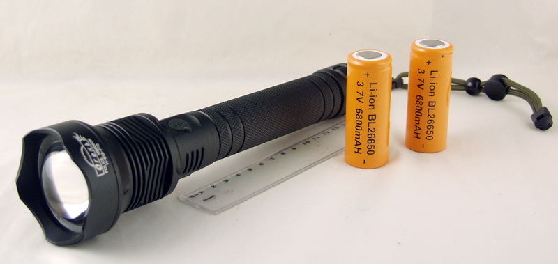 Фонарь светодиодный H-633-P90 (1 мощ., 2 акк.26650, шнур microUSB) 8000W zoom