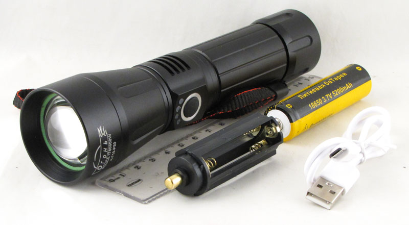 Фонарь светодиодный H-710-P50 (1 мощ., акк.+ шнур microUSB zoom
