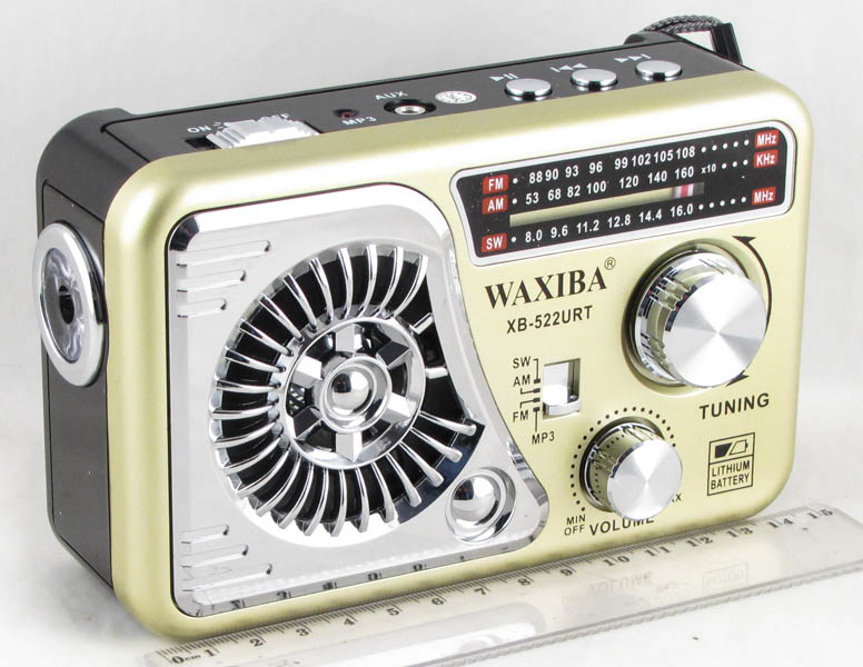 Радиоприёмник XB-522URT FM/AM/SW 3 Bands SD,USB встроен. аккум. 18650