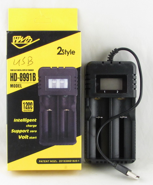 Зарядное устройство для 2 акк. 18650 HD-8991B (от USB) с экраном