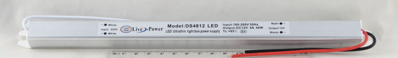 Блок питания для  светодиодных лент ультратонкий (4A 12V) 48W IP20 DS-4812