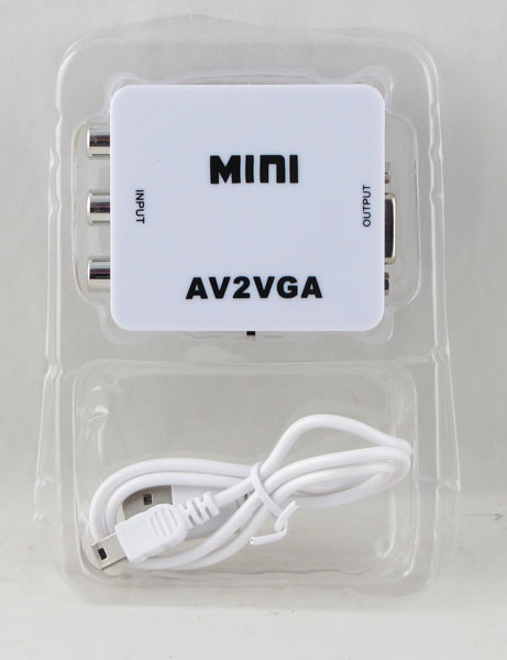 Переходник  AV-VGA Mini 1080p (конвертер) H-129 белый