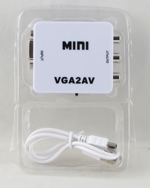 Переходник  VGA-AV Mini H-131 1080p (конвертер) белый