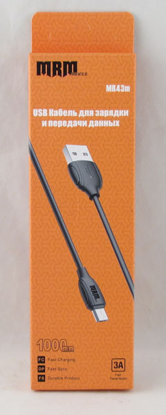 Кабель SAMSUNG 1м MR-43-V8 3A черный в короб.