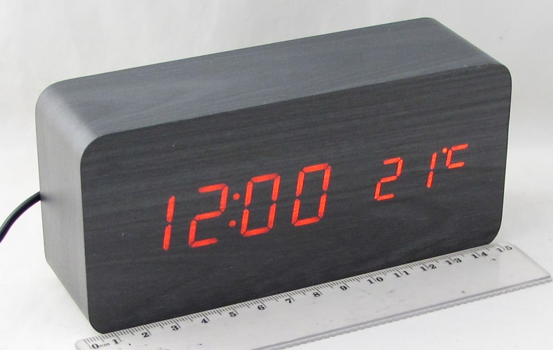 Часы-будильник электронные VST-862-1 (крас. циф.) черные