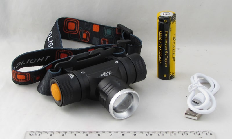 Фонарь налобный HT-560-1-T6 (1 ярк.+ аккум.+ micro USB) zoom