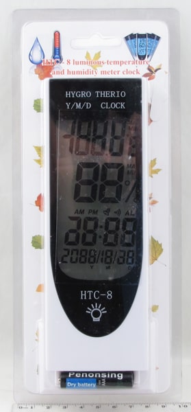 Термометр + гигрометр цифровой HTC-8 с часами, датой