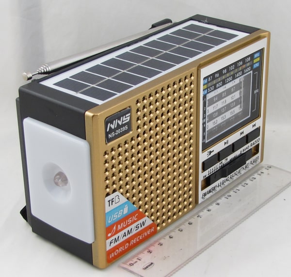 Радиоприёмник NS-2039S 3 band (FM/AM/SW1-6) USB, SD встроен. акк., лампа, солн. бат., Bluetooth