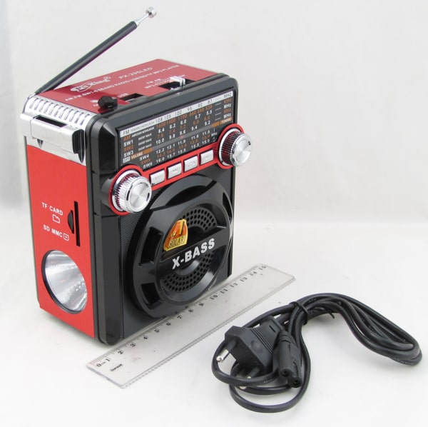 Радиоприёмник PX-295BT (FM/AM/SW1-6 8 Band) SD, USB сетев., встроен. акк., фонарь, Bluetooth