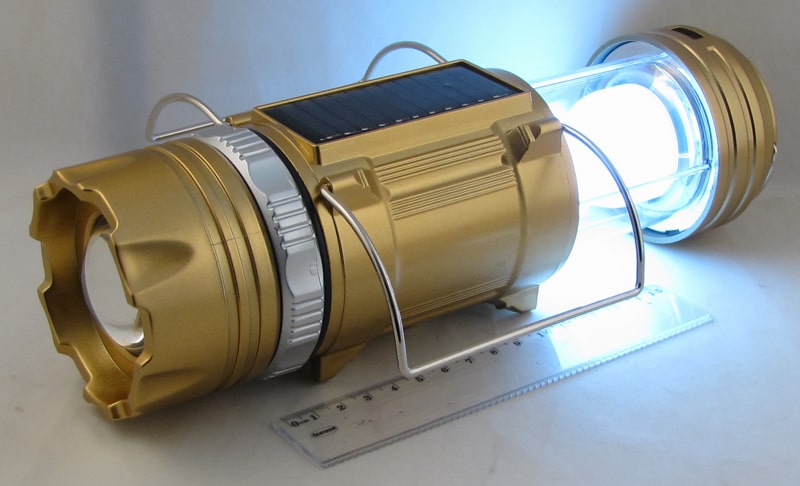 Фонарь для кемпинга YD-1076 (1 больш., шнур 3,5*1,35) 3 режима подвесной, солнеч. батарея 