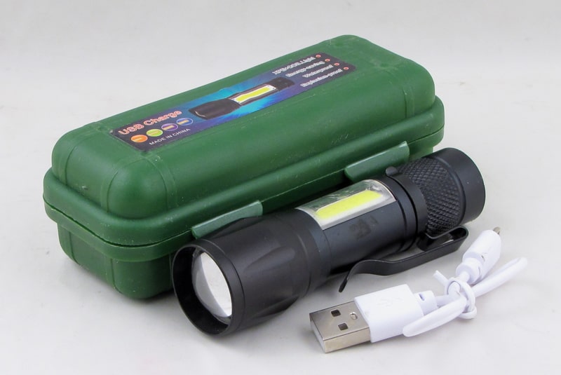 Фонарь светодиодный FA-521B(521-1) (1 мощ., акк.+  шнур microUSB) zoom пластик.