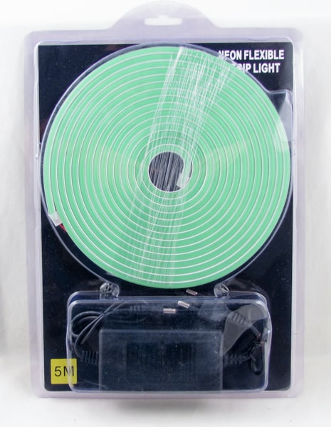 Светодиодная неоновая лента зеленая (с блоком питания) 5м блистер