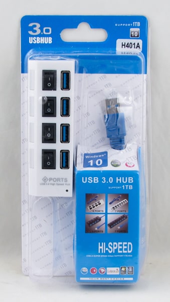 Разветвитель USB (4 входа) с выключат. №401A 3,0 белый