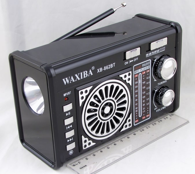 Радиоприёмник XB-862BT 3 band (FM/AM/SW) USB, SD, аккум. 18650, фонарь