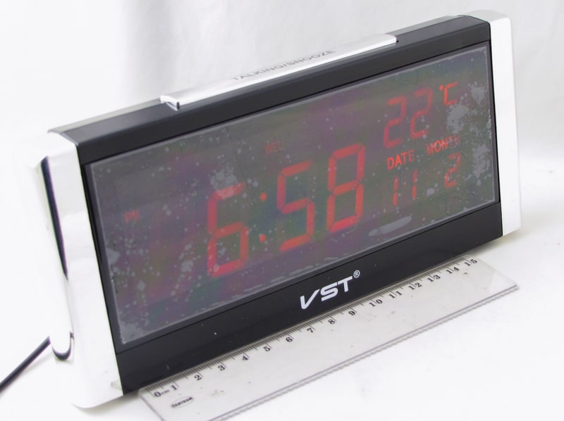 Часы-будильник электронные VST-731W-1 (крас. циф.)