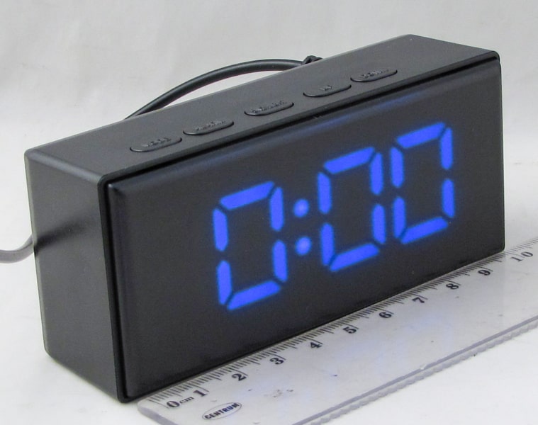 Часы-будильник электронные NA-6093-5 синие цифры)