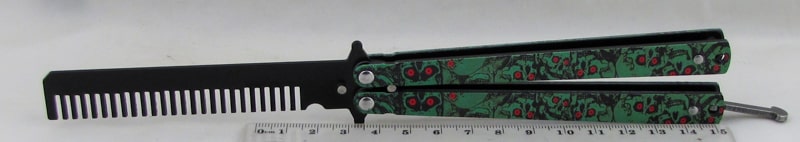 Нож бабочка раскладной 02 (K-02-1) расческа зеленый