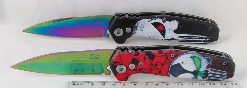 Нож 535 (A-535C выкидной с рисунком цветной