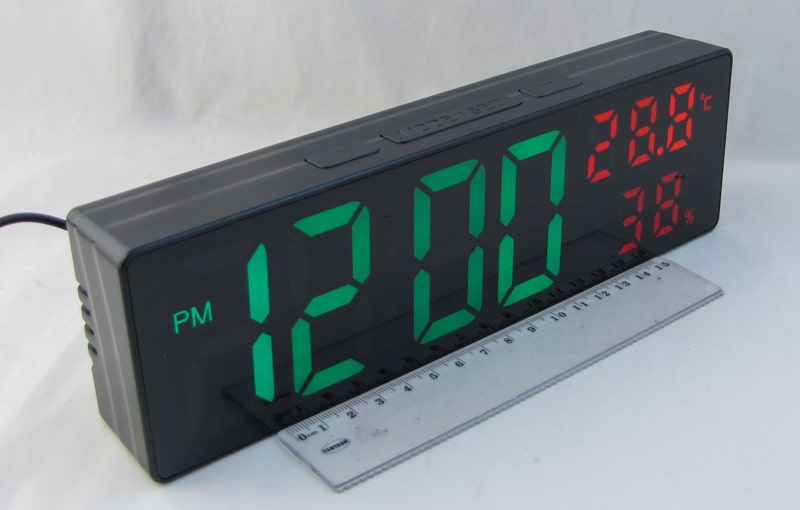 Часы-будильник электронные DS-3818L (зеленые цифры) влажность, температура
