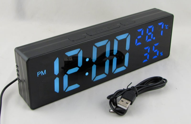 Часы-будильник электронные DS-3818L (белые цифры) влажность, температура