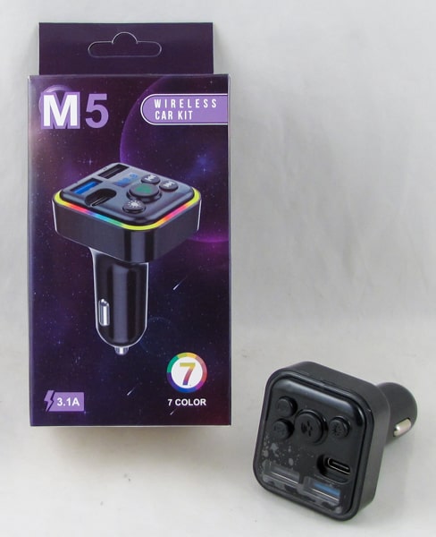 FM модулятор авто AQ-M5 с экр. 2USB QC 3,1A с подсветкой