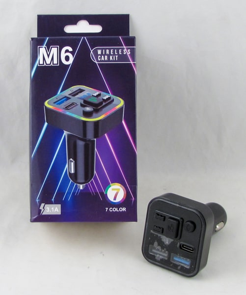 FM модулятор авто AQ-M6 с экр. 2USB QC 3,1A с подсветкой