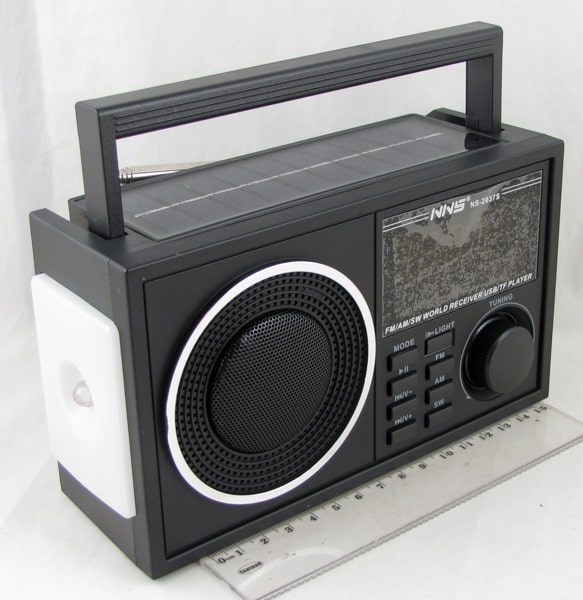 Радиоприёмник NS-2037S (FM,,AM,SW) TF, USB аккум. 18650 Bluetooth, солн. батарея, фонарик
