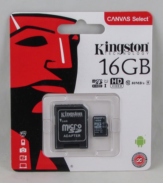 Карта памяти microSD Kingston 16Gb с адаптером SD, класс 10