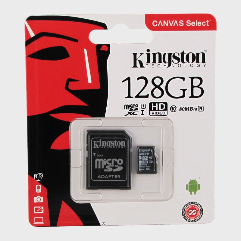 Карта памяти microSD Kingston 128Gb с адаптером SD, класс 10