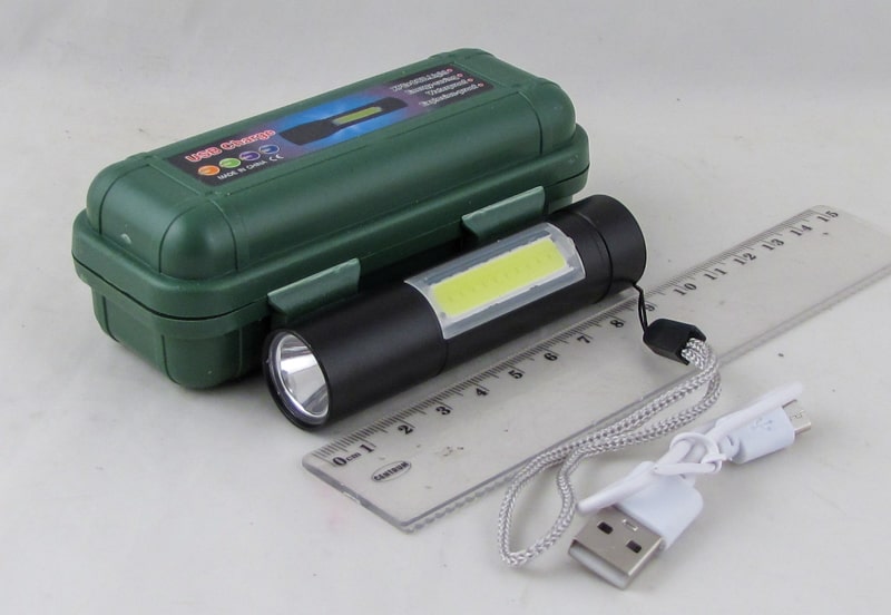 Фонарь светодиодный P-510 (1 мощ., акк.+ шнур microUSB) пластик. коробка