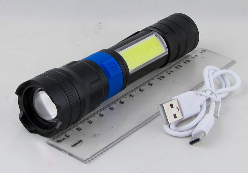 Фонарь светодиодный P-826-P50 (1 мощ., мигалка красн., акк.+ шнур TYPE-C) с магнитом, zoom