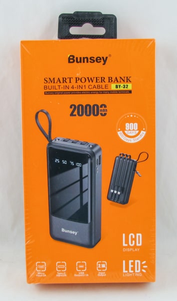 PowerBank 1USB BY-32 черный 20000mAh TYPE-C/Micro/Lightning/USB 4в1 дисплей, фонарик