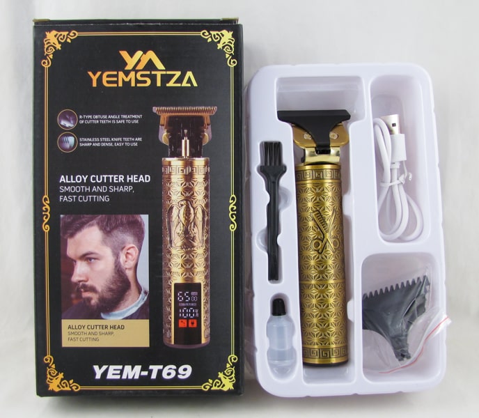 Машинка для стрижки волос (триммер) (аккумулятор + шнур TYPE-C) YEM-T69 3 насадки 1/2/3мм