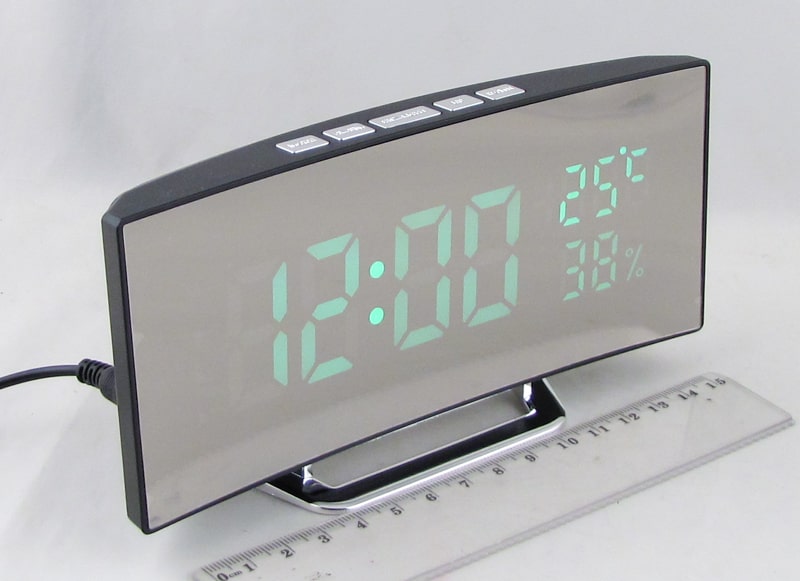 Часы-будильник электронные NA-7816 (зеленые цифры) с температурой, влажностью